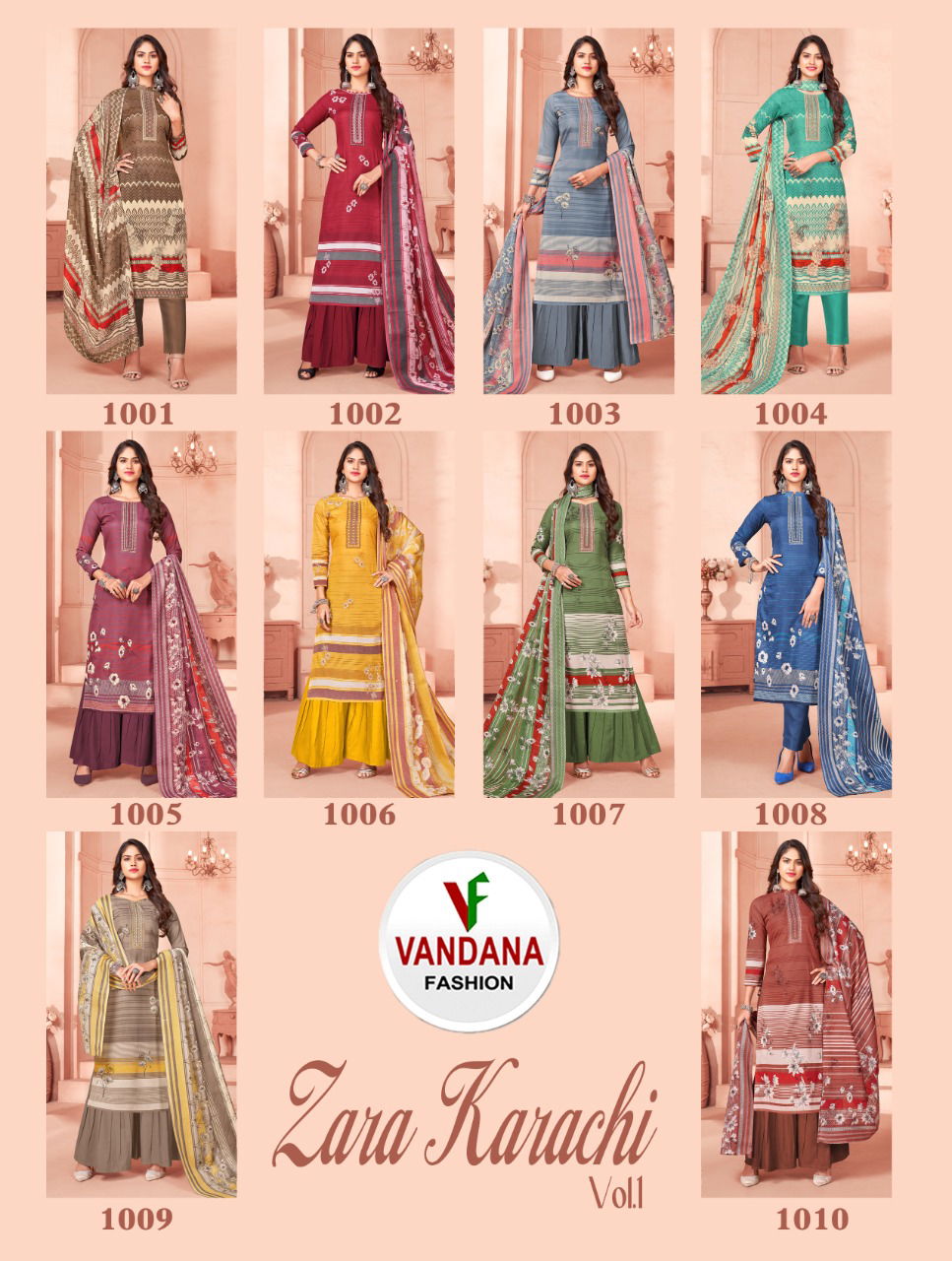 Vandana Zara Regular Wear Wholesale Karachi Cotton Dress Material
